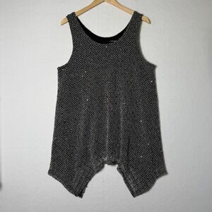 Lane Bryant Womens 14/16 Sequin‎ Knit Tank Top Asymmetrical Hem Plus Size
